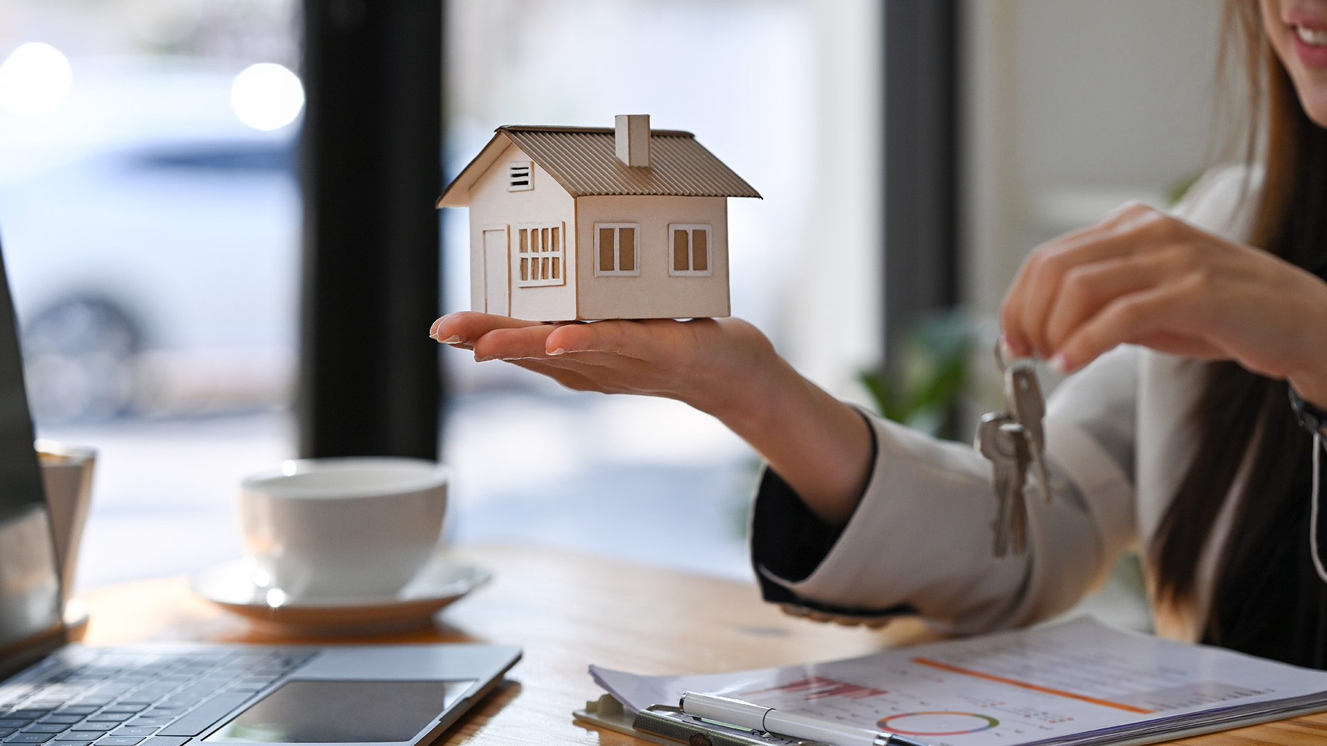 Real estate agent with clients